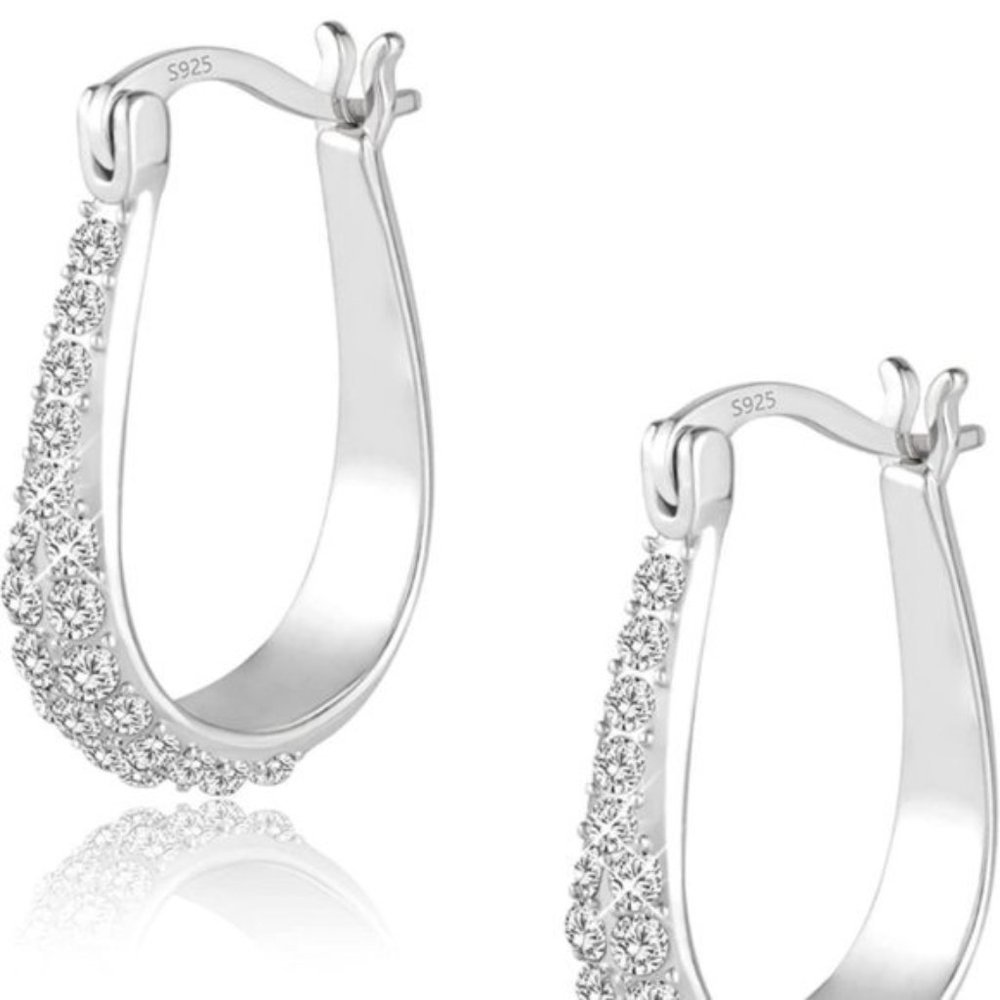 925 Silver Crystal Hoop Earrings